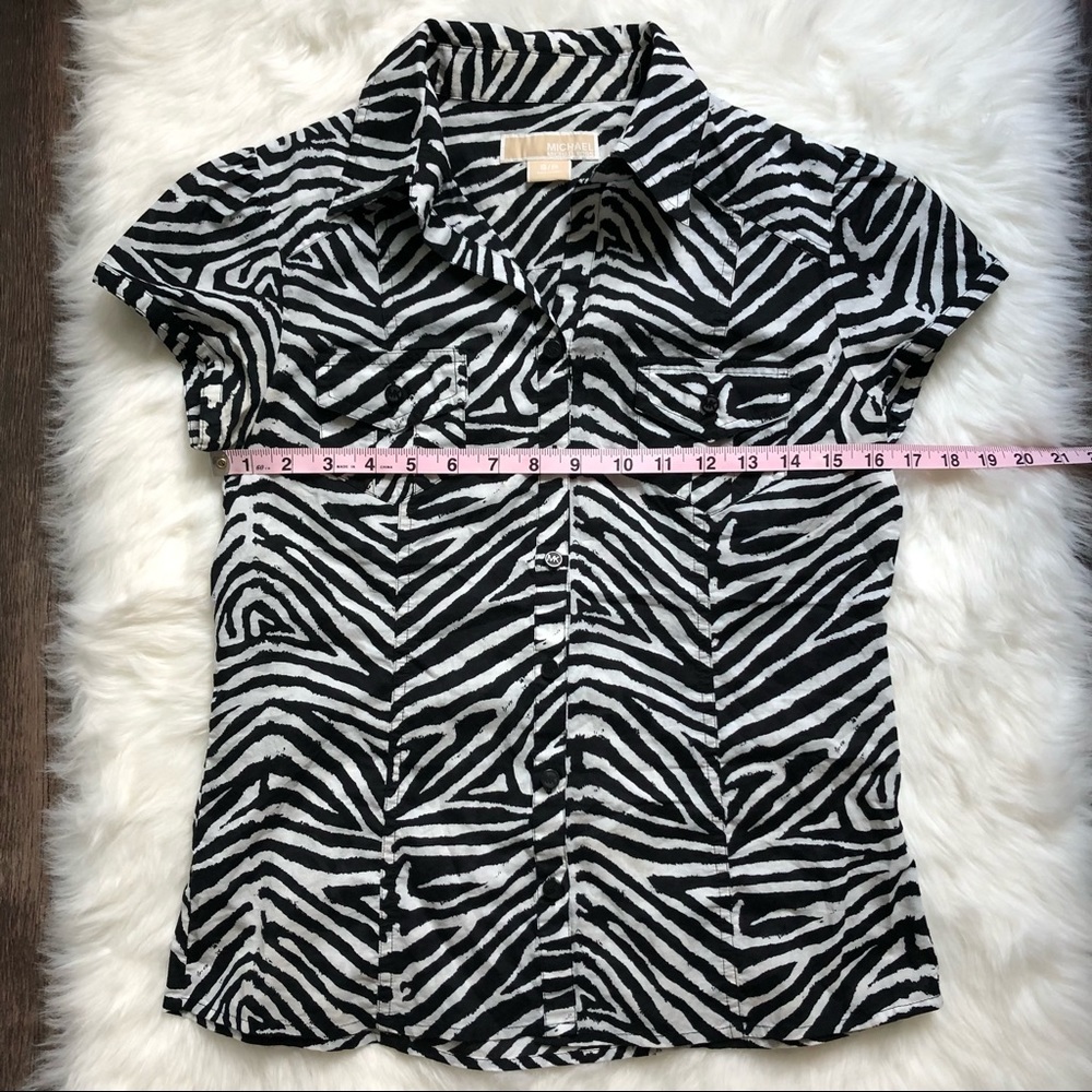 Michael Kors Zebra Print Button Down Career Shirt - Picture 9 of 10